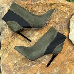 French Connection green black heeled booties 9.5